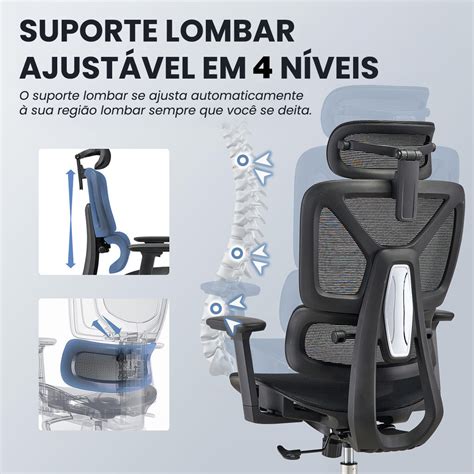 Cadeira Com Apoio Lombar - Cadeira Ergonômica para Escritório com Apoio Lombar Ajustável Tecido ...