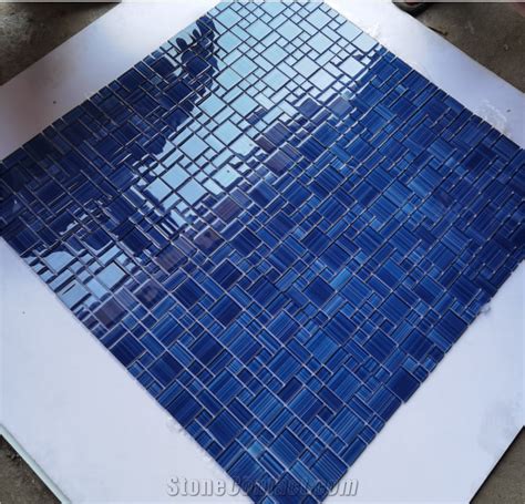 Blue Glass Mosaic For Bathroom And Swimming Pool From China