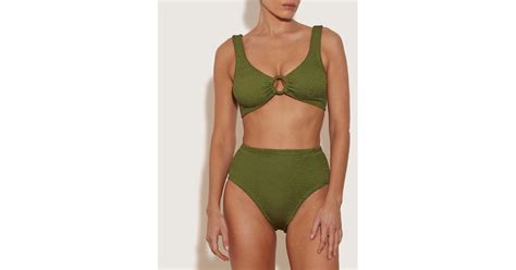 Hunza G Nadine Bikini With Tonal Hoops In Green Lyst