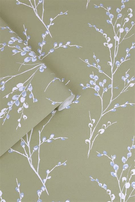 Buy Laura Ashley Moss Green Pussy Willow Wallpaper From The Next Uk
