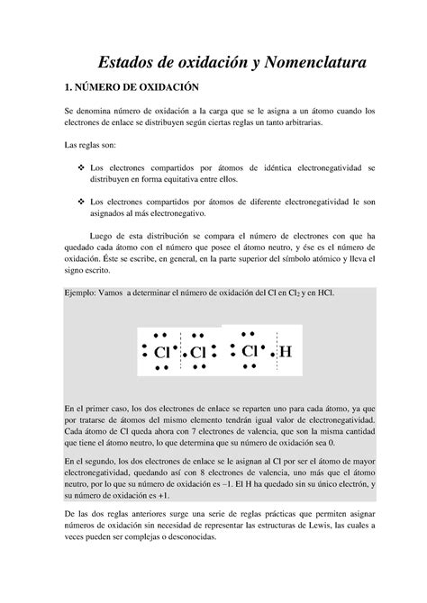 Estados de oxidación y Nomenclatura de compuestos inorgánicos Estados