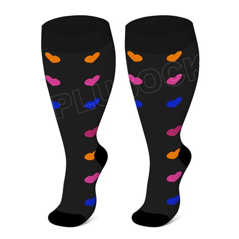 2xl 7xl Colorful Pattern Plus Size Compression Socks Plusock