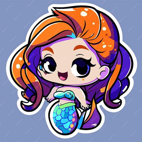 Premium Vector Cute Princess Mermaid Girl Chibi Kawaii Hand Drawn