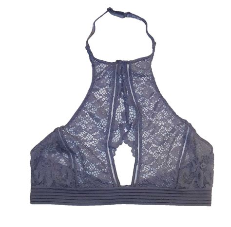 Victorias Secret Very Sexy Bralette Keyhole High Neck Halter Lace Bra