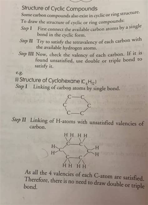 Structure of Cyclic Compounds Some carbon compounds also exist in cyclic