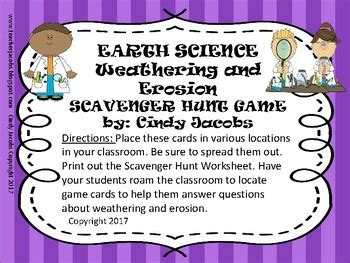 Scavenger Hunt Task Cards Erosion And Weathering By CINDY JACOBS