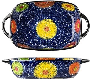 Amazon Bicuzat Vintage Style Pottery Bakeware Colorful Daisy