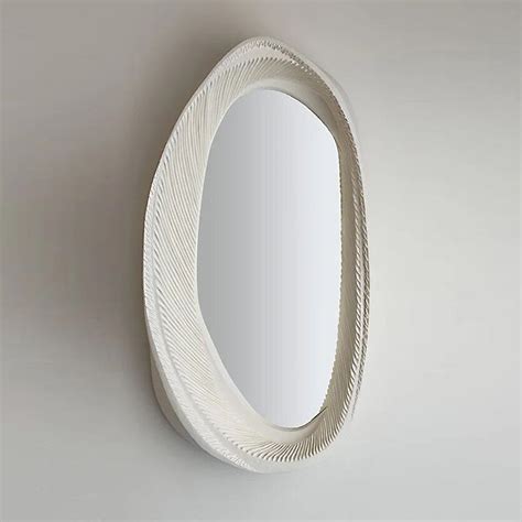 White Wood Framed Asymmetrical Mirror- CharmyDecor