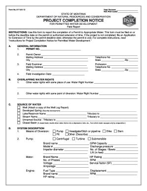 PROJECT COMPLETION NOTICE Dnrc Mt Form Fill Out And Sign Printable