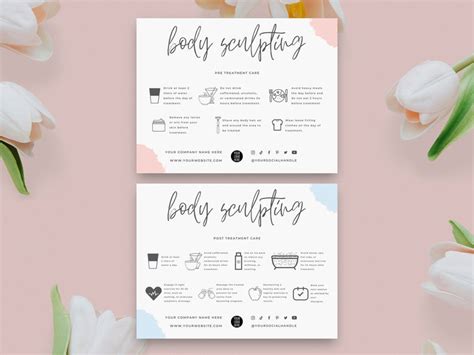 Body Sculpting Pre And Post Care Card Template Editable Body Etsy