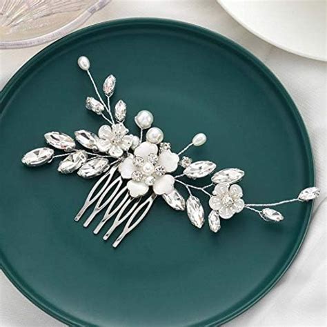 Amazon Barogirl Wedding White Flower Hair Comb Clip Crystal Bride