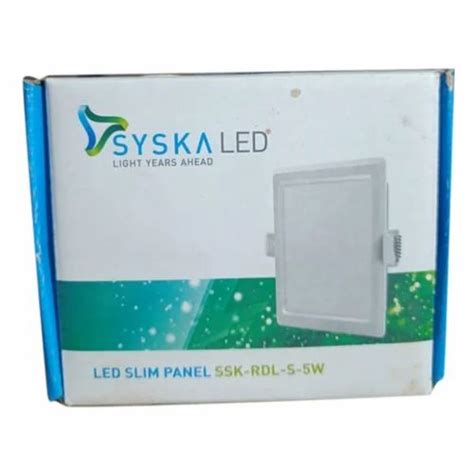 Square Cool White Syska SSK RDL S LED Slim Panel Light For Indoor At