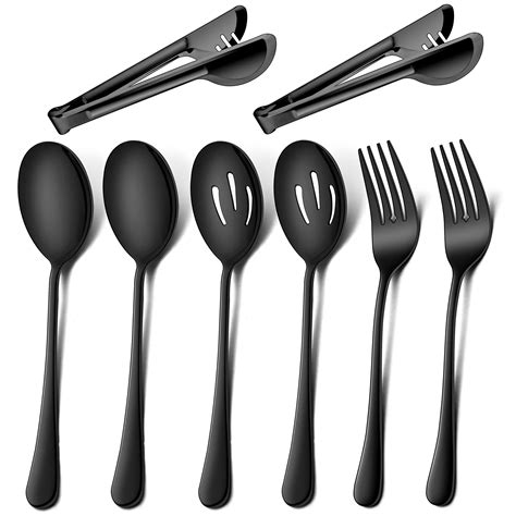 Buy Lianyu Large Black Serving Utensils Set 3 Serving Spoons 3