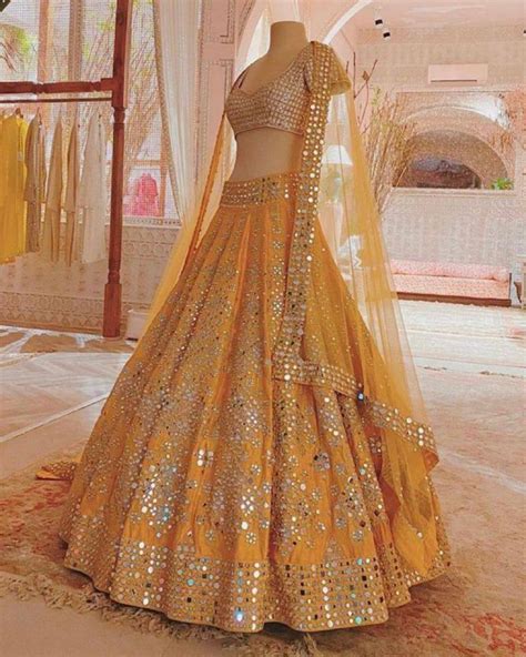 Divine Yellow Tapeta Silk Mirror Embroidery Work Lehenga Choli