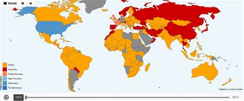 World map of political regimes (1816 - 2011) - Vivid Maps