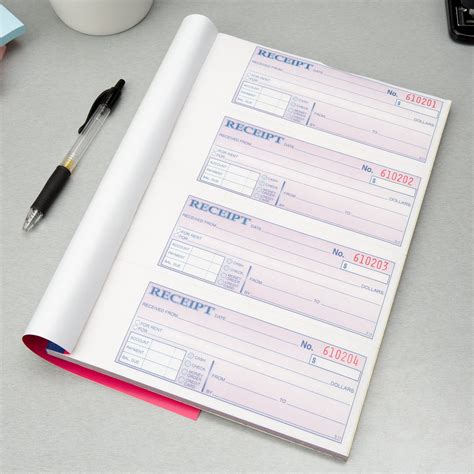 Adams TC1182 3 Part Carbonless Rent Receipt Book With 100 Receipts