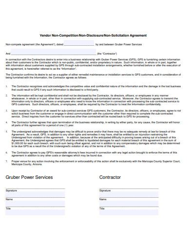 Vendor Non Compete Agreement Examples Format Pdf