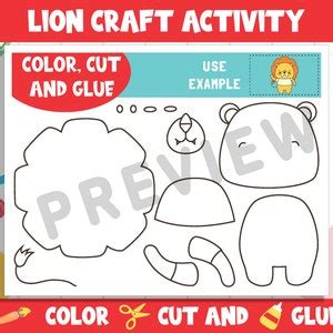 Cute Lion Craft Activity Color, Cut, and Glue for Prek to 2nd Grade ...