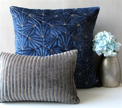 Navy Blue Velvet Pillow Sham Luxury Contemporary Modern Pillow Etsy