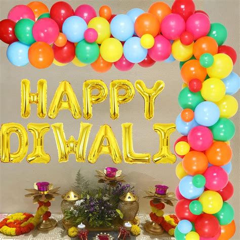 Happy Diwali Party Decorations Deepavali Balloon Garland Arch Kit for ...