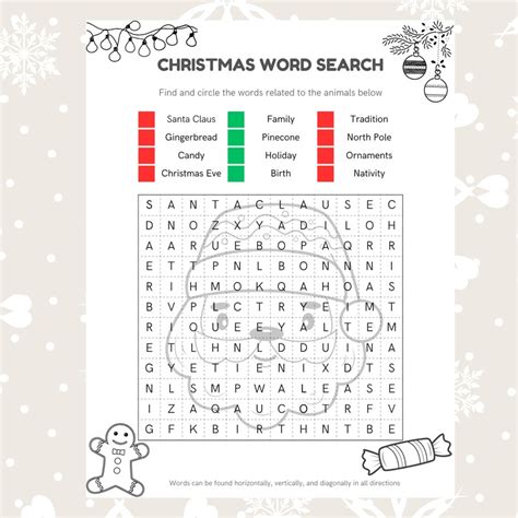 Christmas Word Search Printable Christmas Word Search Bonus Coloring