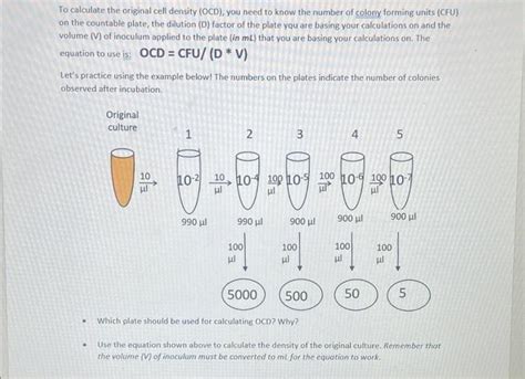 Solved To Calculate The Original Cell Density OCD You Chegg