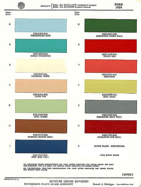 Ford Colors Ford Paint Color Codes Car Paint Colors