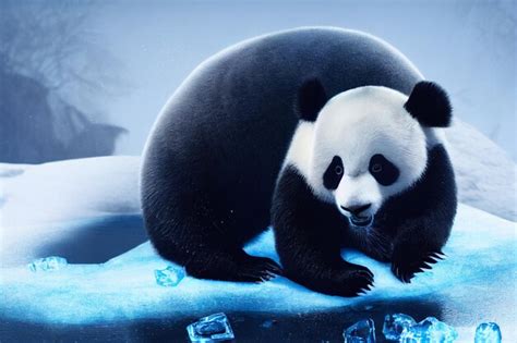 Premium Photo | Panda in snow