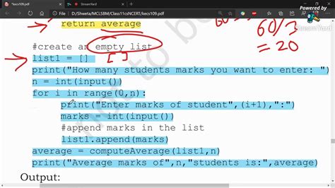 Program To Calculate Average Marks Of N Students Using A Function Where