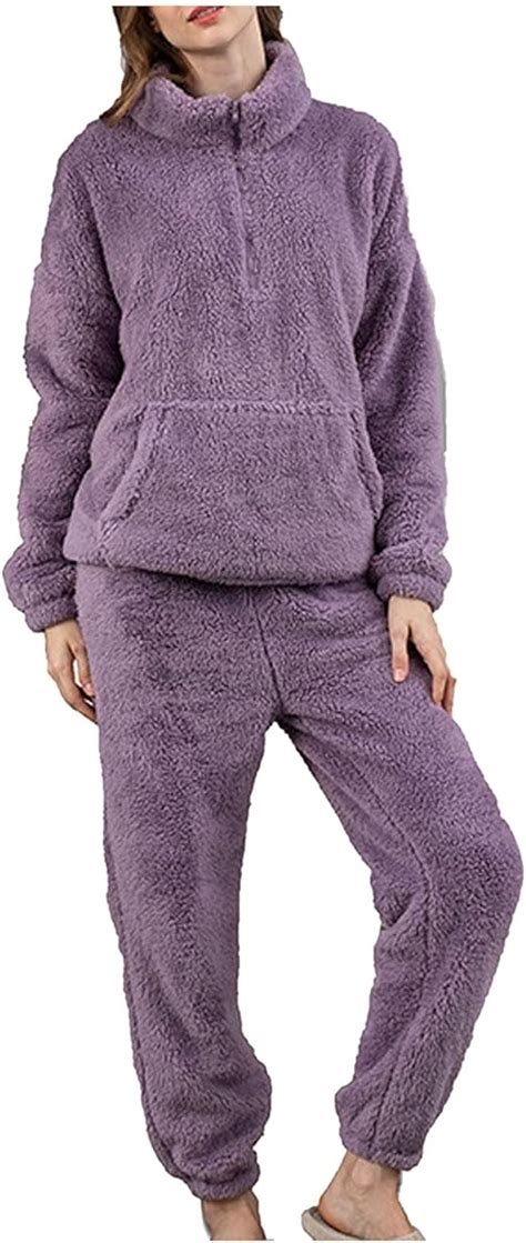 Amazon VWRXBZ Women S 2 Piece Fleece Pajama Sets Super Soft Warm