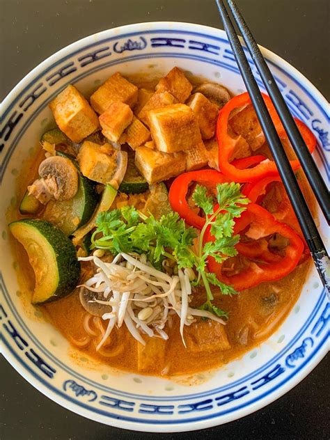 Thai Red Curry Noodle Soup Vegan Veggie Anh