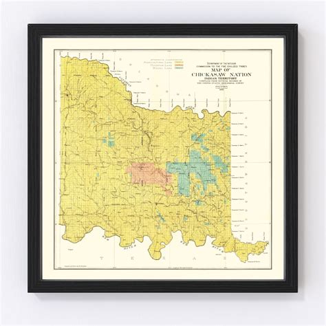 Chickasaw Nation Map 1900 Old Map of Chickasaw Nation Art Vintage Print ...