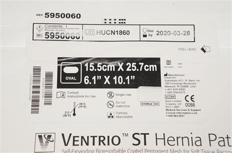 Bard 5950060 Ventrio St Hernia Patch 61inch X 101inch X Imedsales