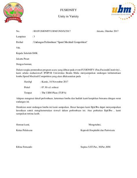 Contoh Surat Undangan Lomba
