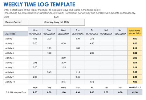 Free Time Log Spreadsheets and Templates | Smartsheet - Log Book ...