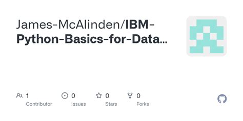 Github James Mcalinden Ibm Python Basics For Data Science