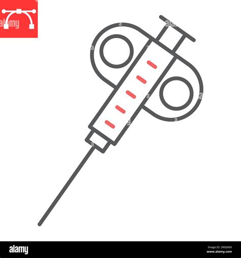 Biopsy Device Line Icon Oncology And Diagnostics Biopsy Needle Vector