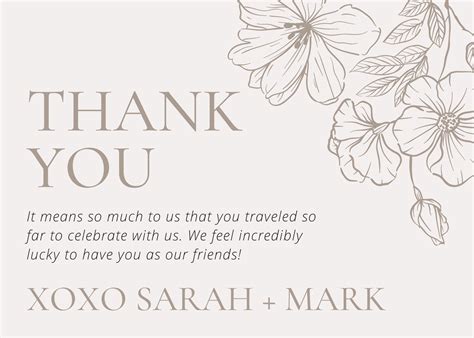 Thank You Cards Editable Canva Template Neutral Flower Thank You Boho