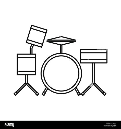 Drums Icon In Outline Style Isolated On White Background Musical