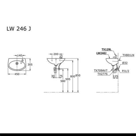 Jual Wastafel Toto Lw 246j Body Only Wastafel Model Gantung Ukuran