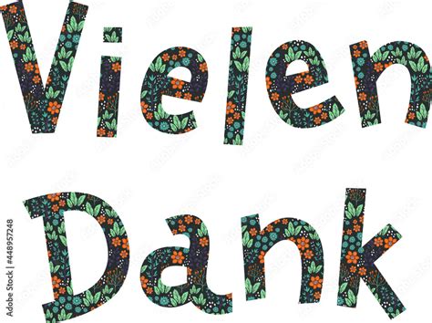 Vielen Dank Hand Drawn Vector Lettering In German In English Means