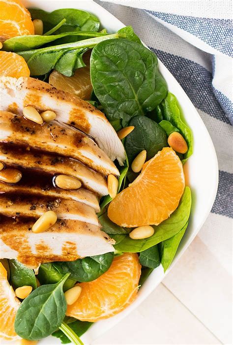 Green Salad With Chicken Tangerines And Spinach Recipe Green Salad