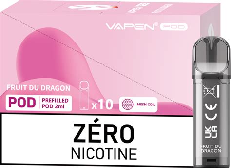 B 10 PODS VAPEN FRUIT DU DRAGON PASTEQUE CITRON 0MG 5 X 2 PODS