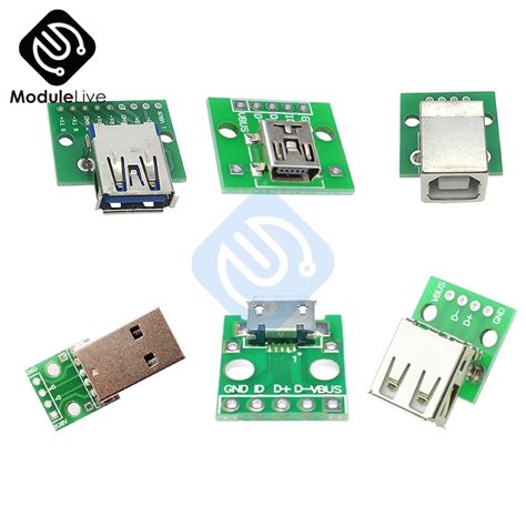 Mm Mini Micro Usb To Dip Adapter Usb Male Connector Mm Pins