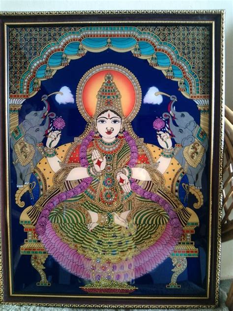 Gajalakshmi Tanjore Painting By Vijayalakshmi