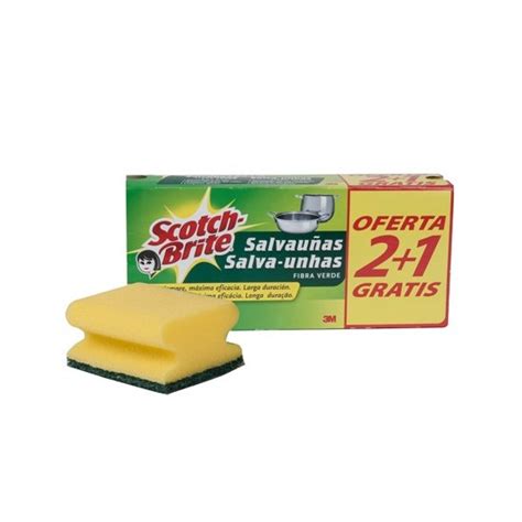 ESTROPAJO SALVAUÑAS SCOTCH BRITE FIBRA VERDE PAQUETE 3X2