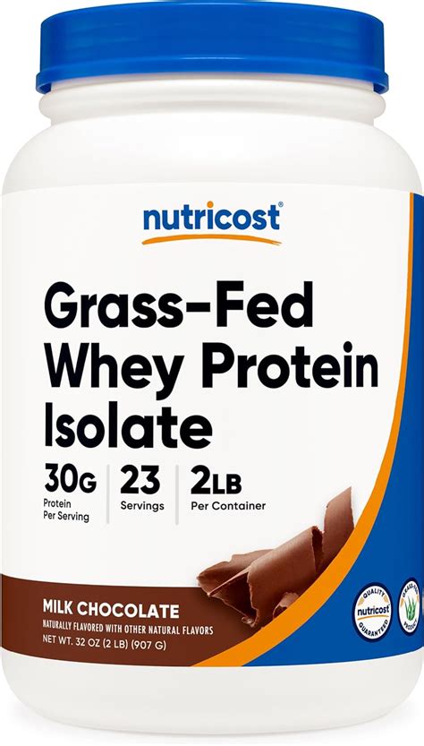 Nutricost Grass Fed Whey Protein Isolate Chocolate 2lbs Non Gmo Gluten Free