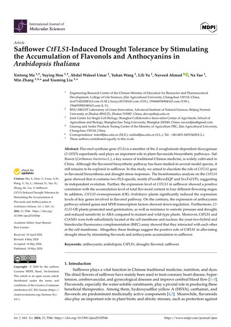 PDF Safflower CtFLS1 Induced Drought Tolerance By Stimulating The