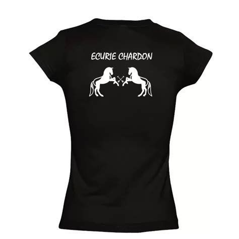 Tshirt Femme Noir La Cavalerie Du Pilat Ecurie Chardon Mascotte