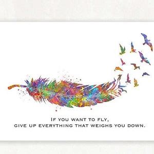 Birds Feather Quote Watercolor Art Print Inspirational Etsy Uk